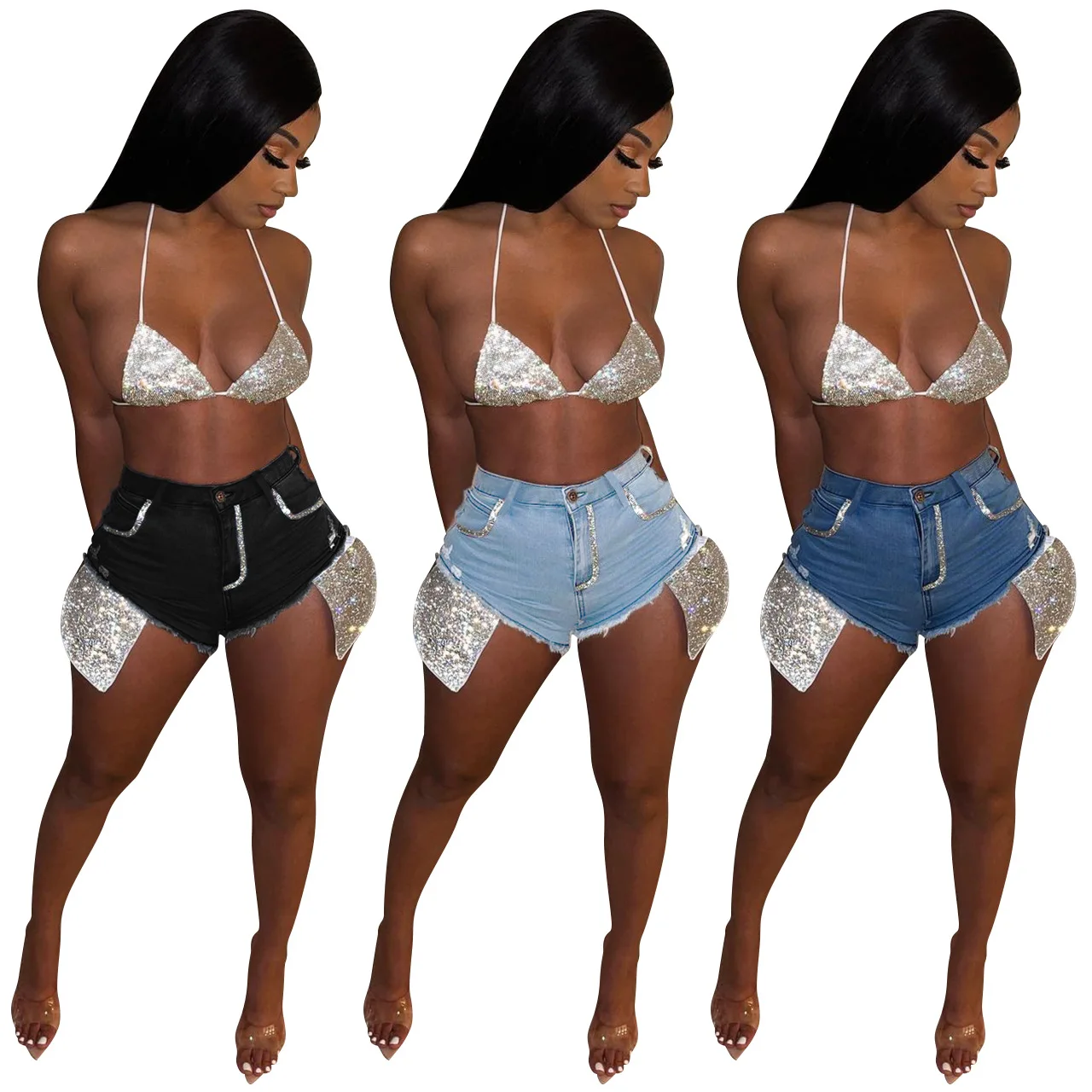 Hot Trendy Streetwear Bodycon Skinny Patchwork Stretch High Waist Glisten Rhinestone Denim Pant 2Xl Blue Jean Shorts With Pocket
Hot Trendy Streetwear Bodycon Skinny Patchwork Stretch High Waist Glisten Rhinestone Denim Pant 2Xl Blue Jean Shorts With Pocket
