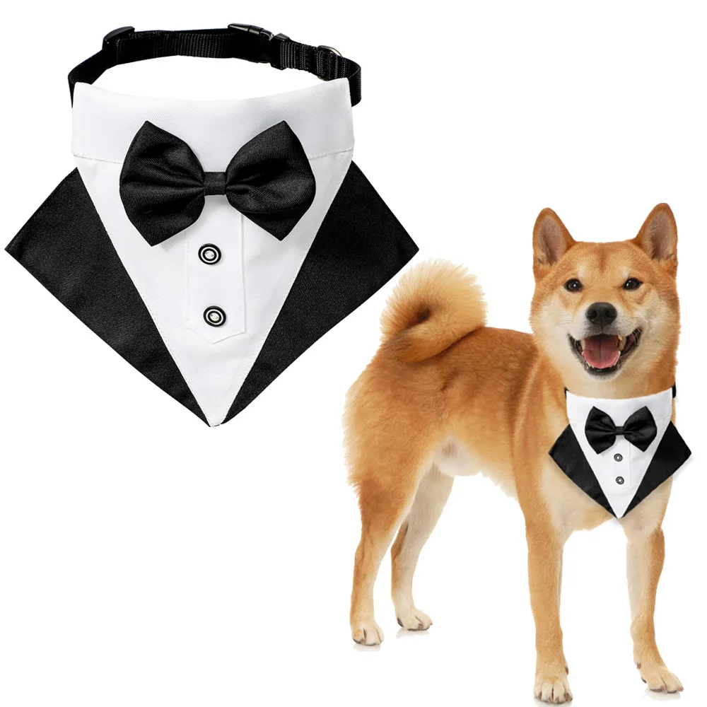 Tuxedo Wedding Dog Cat Bandana Collars with Bow Tie Pet Straps Bandana with Pet Collar
Tuxedo Wedding Dog Cat Bandana Collars with Bow Tie Pet Straps Bandana with Pet Collar