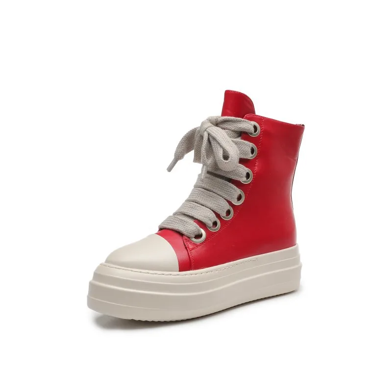 2023 New Thick Sole High Top Casual Shoes Women's Thick Laces Candy Color Motorcycle Shoes Elevated Leather Trendy Flat Shoes
2023 New Thick Sole High Top Casual Shoes Women's Thick Laces Candy Color Motorcycle Shoes Elevated Leather Trendy Flat Shoes