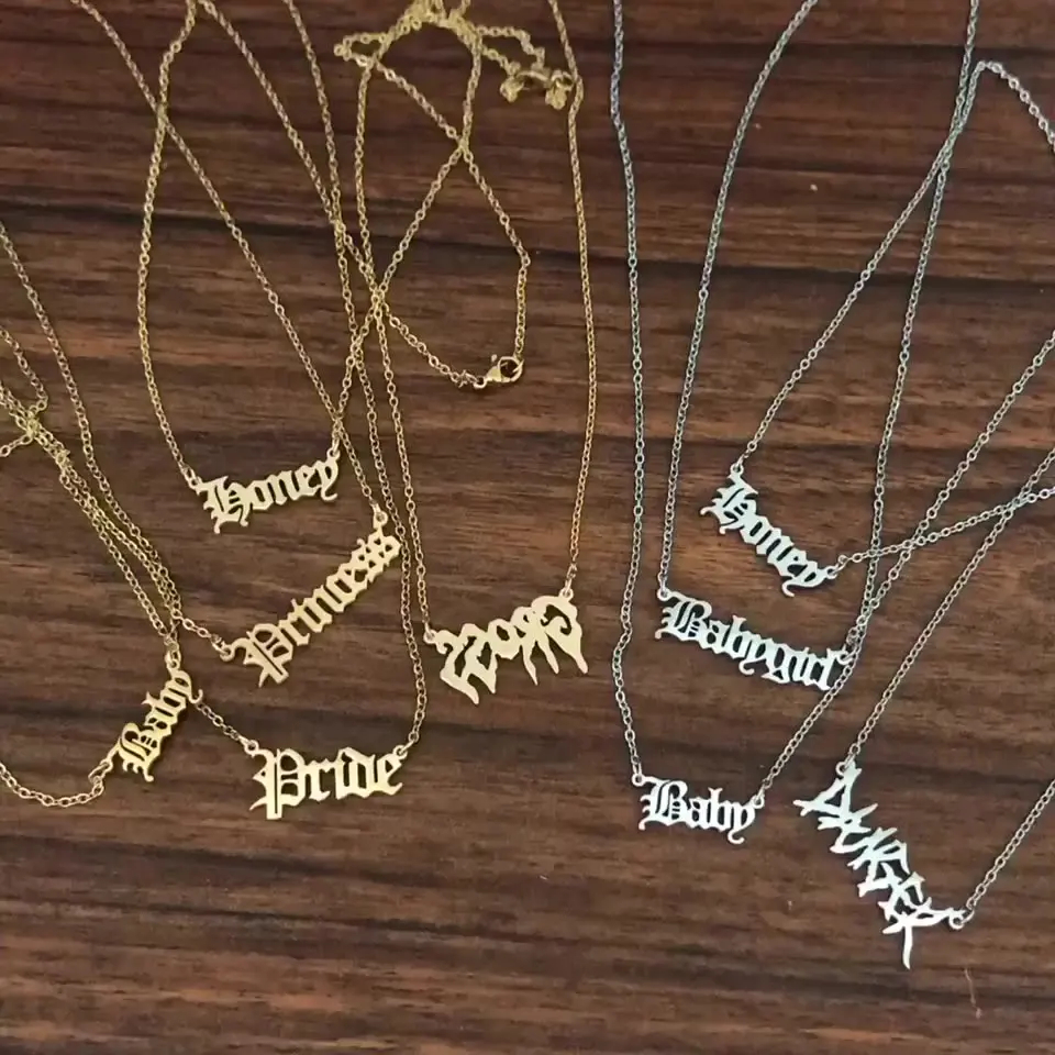 Stainless Steel Script Cursive Letter Angel Pendant Necklace Gold Silver Tone Babygirl Prince Princess Letter Necklaces
Stainless Steel Script Cursive Letter Angel Pendant Necklace Gold Silver Tone Babygirl Prince Princess Letter Necklaces