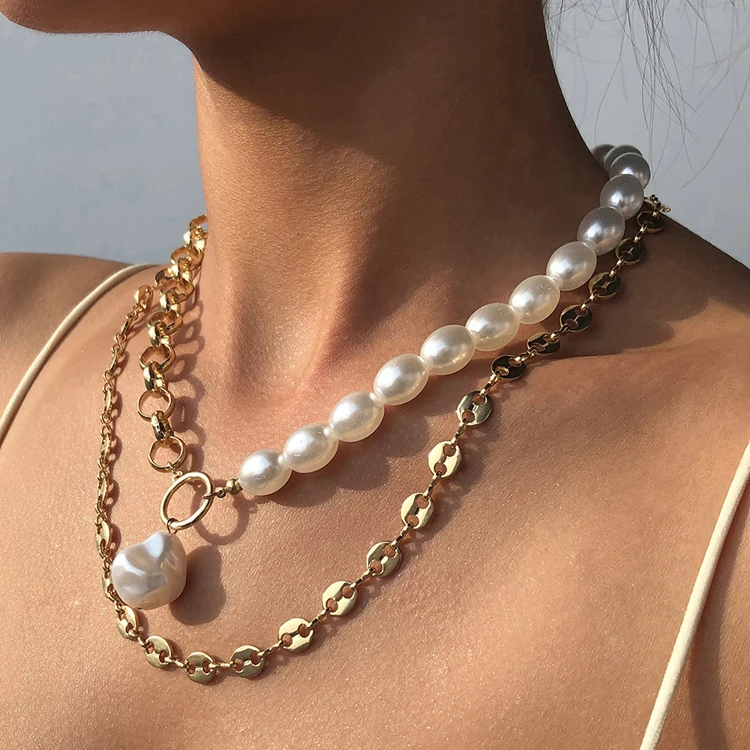 Fashion and elegant double-layer chain clavicle chain female retro baroque irregular pearl necklace jewelry
Fashion and elegant double-layer chain clavicle chain female retro baroque irregular pearl necklace jewelry