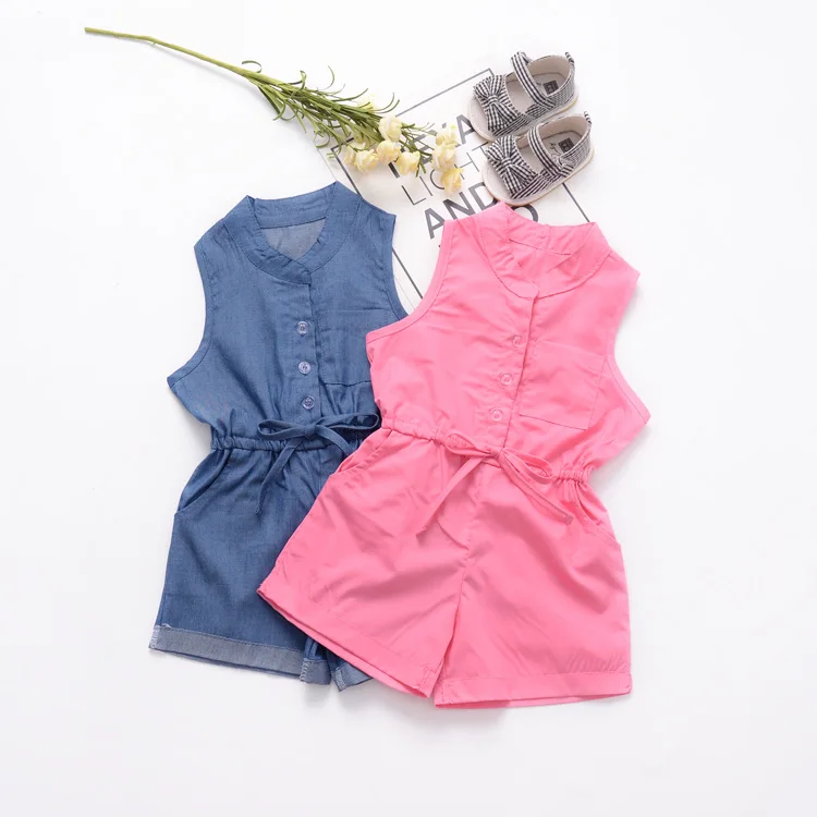 Children Sleeveless jumpsuit simple summer jumpsuit girl