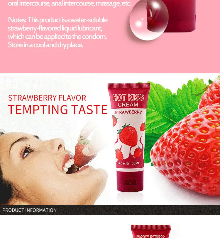 hot kiss lubricant cream strawberry cream sex lube body massage