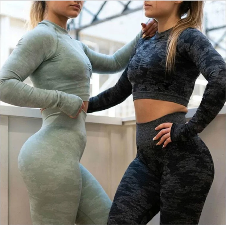 Camouflage Sports Tights Women Running Hollow Seamless Yoga Clothes Long Sleeve Top Hollow Out Gym Clothing sweat suit set
Camouflage Sports Tights Women Running Hollow Seamless Yoga Clothes Long Sleeve Top Hollow Out Gym Clothing sweat suit set