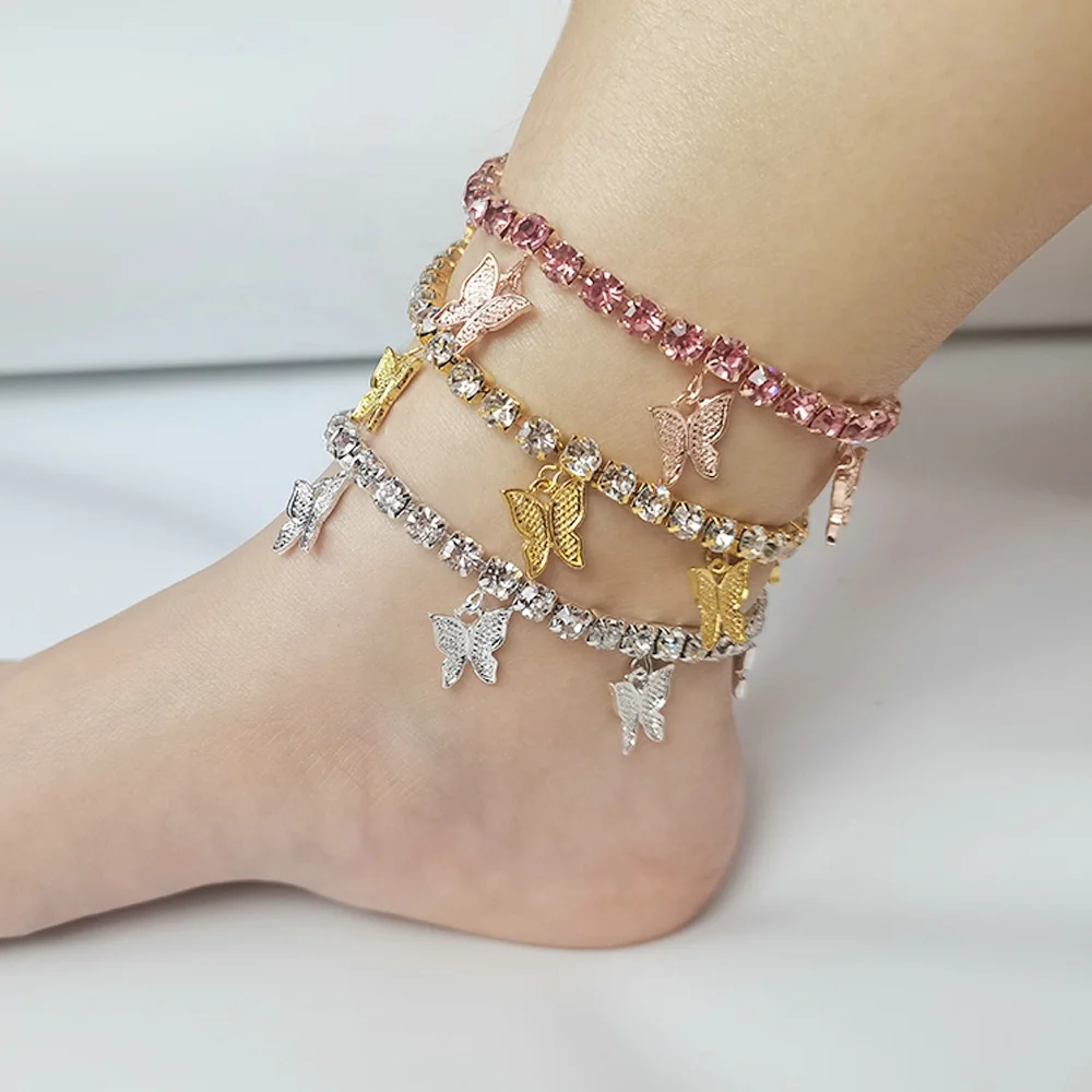 Summer Silver Gold Plated Foot Jewelry wholesale Diamond Tennis Anklet Bracelet Women Butterfly Anklet
Summer Silver Gold Plated Foot Jewelry wholesale Diamond Tennis Anklet Bracelet Women Butterfly Anklet