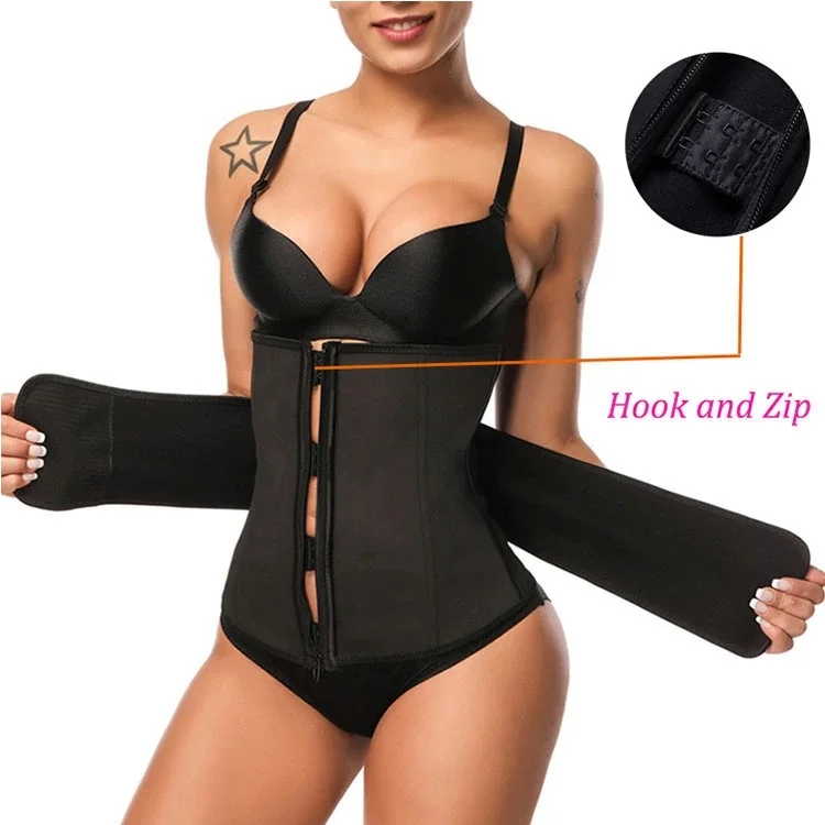 High compression power belt fitness waist trainer weight loss belt waist trainer latex slimming fajas, Black
High compression power belt fitness waist trainer weight loss belt waist trainer latex slimming fajas, Black
