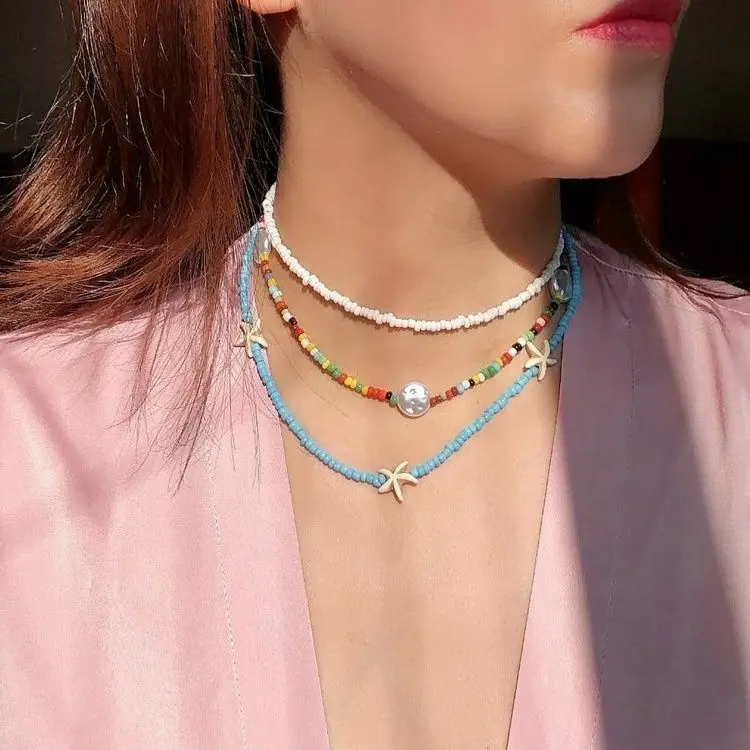 Summer Beach Choker Irregular Pearl Bohemian Colorful Beaded Necklace Handmade, Colors
Summer Beach Choker Irregular Pearl Bohemian Colorful Beaded Necklace Handmade, Colors