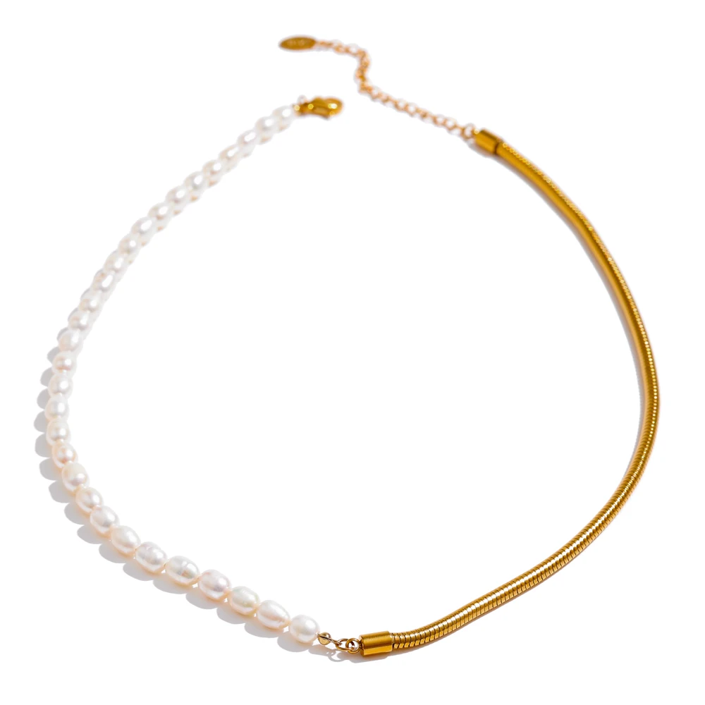 JINYOU 061 Temperament Metal 18K Gold Collar Necklace 316L Stainless Steel Natural Pearl Chain Necklace
JINYOU 061 Temperament Metal 18K Gold Collar Necklace 316L Stainless Steel Natural Pearl Chain Necklace