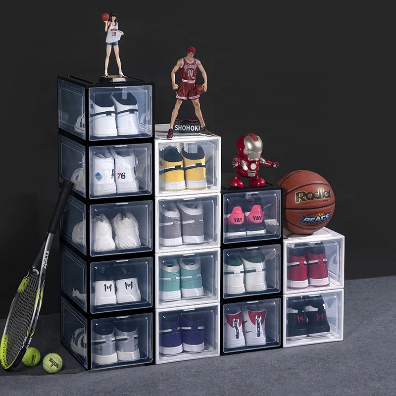 Drop Front custom shoe box 2020 Amazon hot Clear Magnetic Shoe Acrylic stackable Transparent shoe storage box, Black/white
Drop Front custom shoe box 2020 Amazon hot Clear Magnetic Shoe Acrylic stackable Transparent shoe storage box, Black/white
