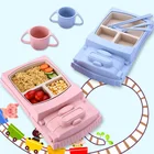 High Quality Wheat Straw Biodegradable 100% Natural BAP Free Children Feed Plate Set Kids Dinner Plate Set For Baby Kids