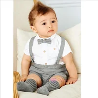 

ZHG104 Baby Rompers Cotton Bow Tie Tuxedos Gentleman Bib Clothing Toddler Prince Overalls Newborn baby boy suit