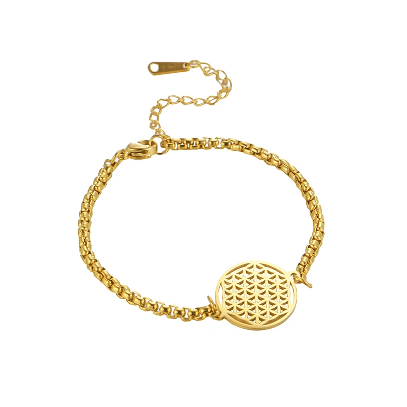 Flower Of Life Charm Gold Bracelet Trendy Women Stainless Steel Mandala Box Chain Bracelet Bangle Jewelry Gifts For Women Men, Steel color, gold
Flower Of Life Charm Gold Bracelet Trendy Women Stainless Steel Mandala Box Chain Bracelet Bangle Jewelry Gifts For Women Men, Steel color, gold
