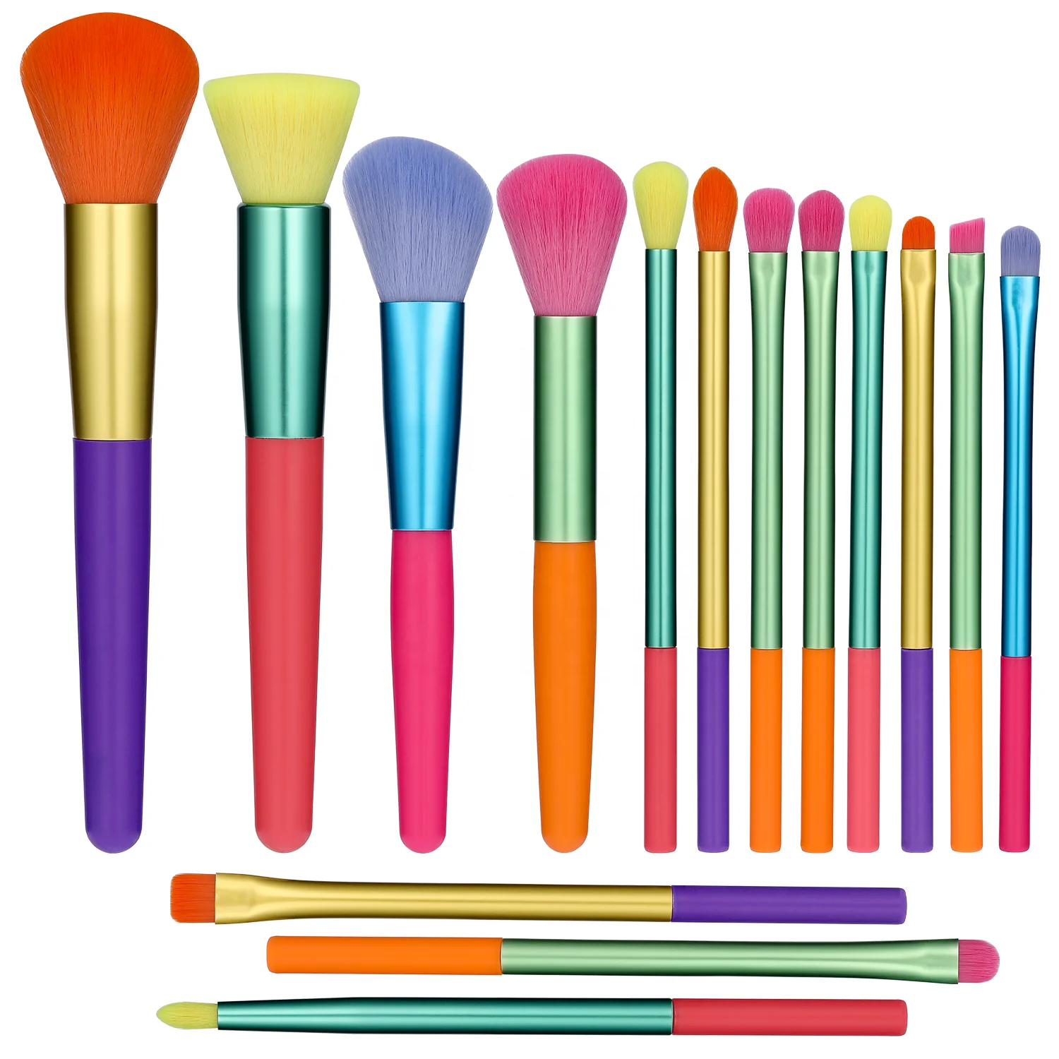 Rainbow Colorful Makeup Brushes Set 15pcs Private Label Wholesale Custom Rainbow Makeup Brushes, Picture or custom color makeup brushes
Rainbow Colorful Makeup Brushes Set 15pcs Private Label Wholesale Custom Rainbow Makeup Brushes, Picture or custom color makeup brushes