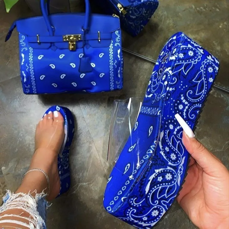 2021 Women Summer Clear Platform Slides Bandana Wedge Shoes Bandana Heels Slip On Slide Sandals Shoes purse and sandals set
2021 Women Summer Clear Platform Slides Bandana Wedge Shoes Bandana Heels Slip On Slide Sandals Shoes purse and sandals set