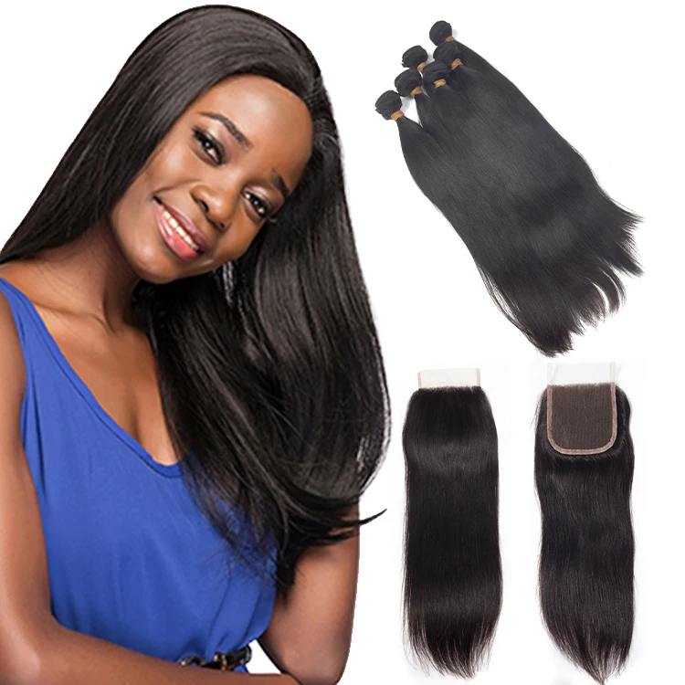 

Hair Bundles With HD Lace Closure Unprocessed Virgin Peruvian Human Hair, Natural color can be dyed