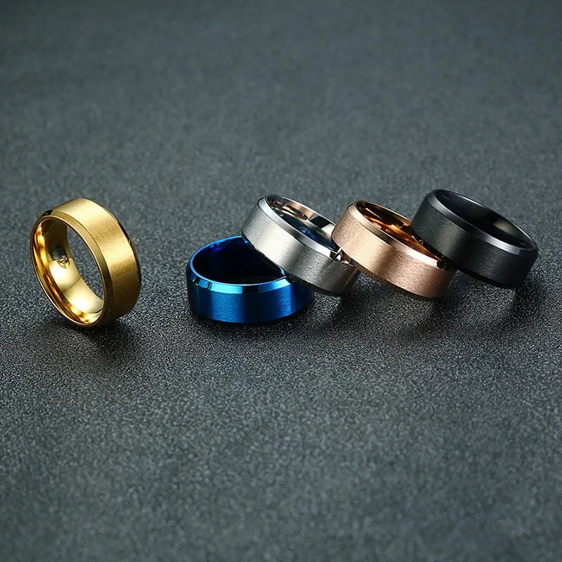 Custom Logo 5 Colors Titanium Steel Plain High Polished Band Rings Simple Men Gold Plated Smooth Rings, As picture
Custom Logo 5 Colors Titanium Steel Plain High Polished Band Rings Simple Men Gold Plated Smooth Rings, As picture
