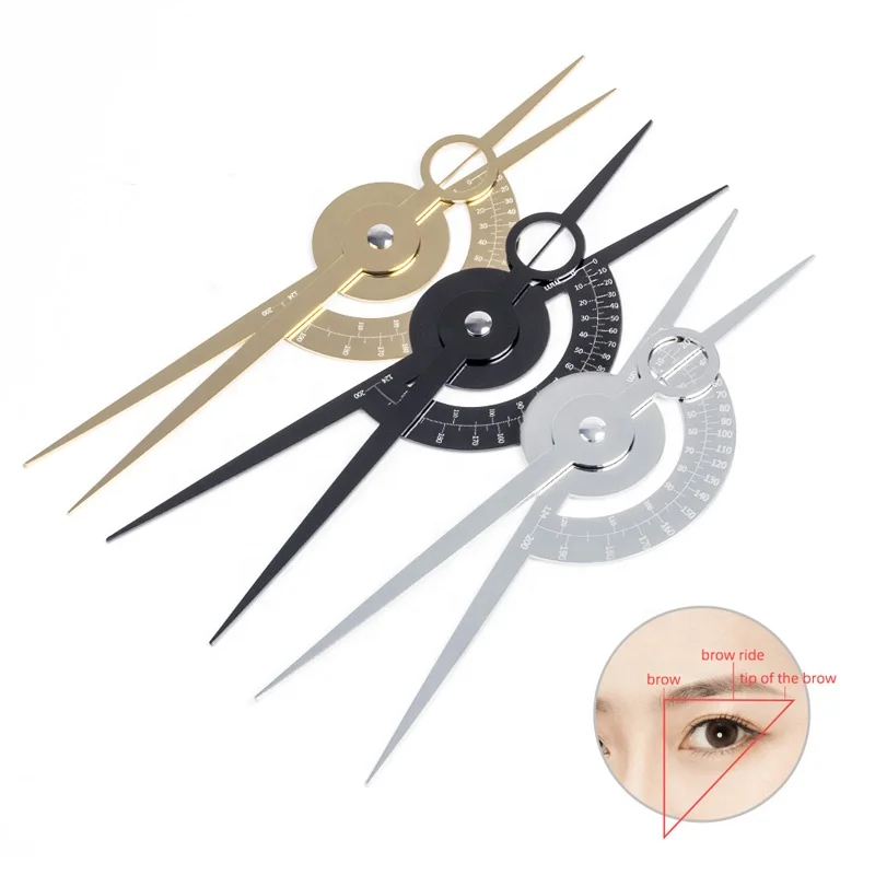 

Tattoo Accessories Supplies Microblading Stencil Shaping Tool Permanent Makeup Eyebrow Ruler Golden Ratio Divider Caliper, Black,silver,gold