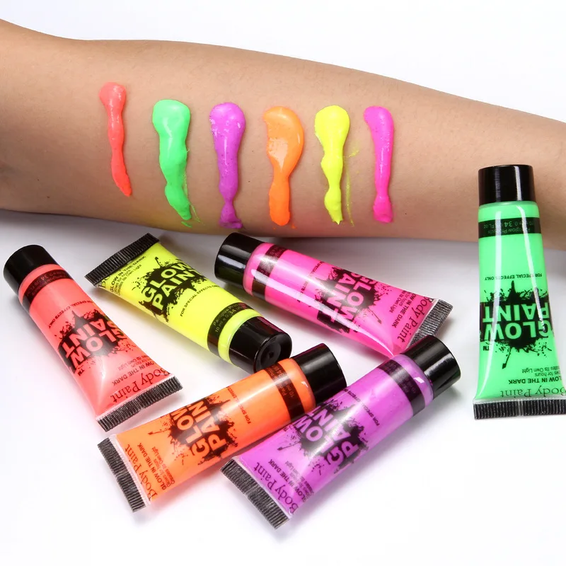 6pcs Body Paint Set | Black Light Glow Makeup Kit Fluorescent Face Paints for Halloween Black light Bodypainting, 6 colors
6pcs Body Paint Set | Black Light Glow Makeup Kit Fluorescent Face Paints for Halloween Black light Bodypainting, 6 colors