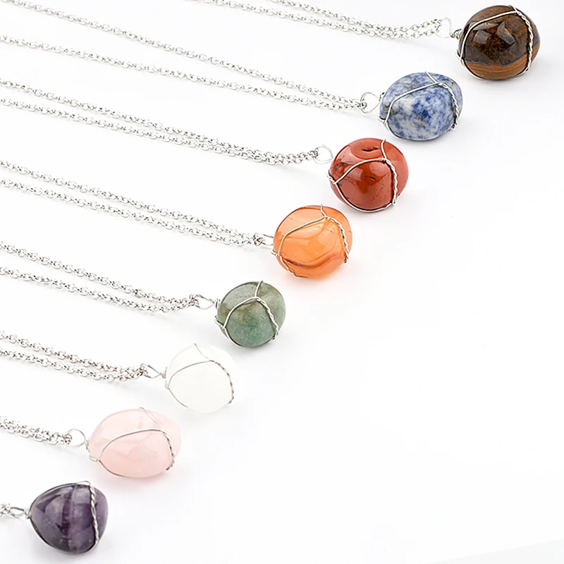 Healing Natural Gemstone Wire Wrapped Round Stone Pendant Necklace for Jewelry Making, Blue,brown,gray,pink,purple
Healing Natural Gemstone Wire Wrapped Round Stone Pendant Necklace for Jewelry Making, Blue,brown,gray,pink,purple