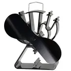 Black heat powered wood burning gas stove top silent eco friendly warm air fan