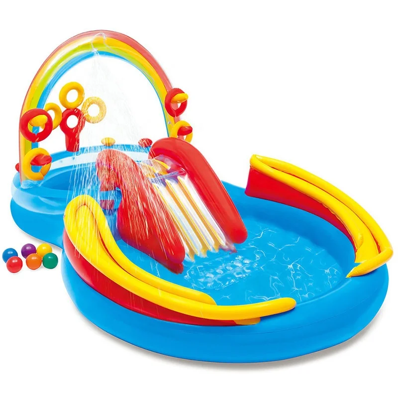 Intex 57453 RAINBOW RING PLAY CENTER Inflatable Water Spray Slide Pool With Ring Toss, As photo
Intex 57453 RAINBOW RING PLAY CENTER Inflatable Water Spray Slide Pool With Ring Toss, As photo