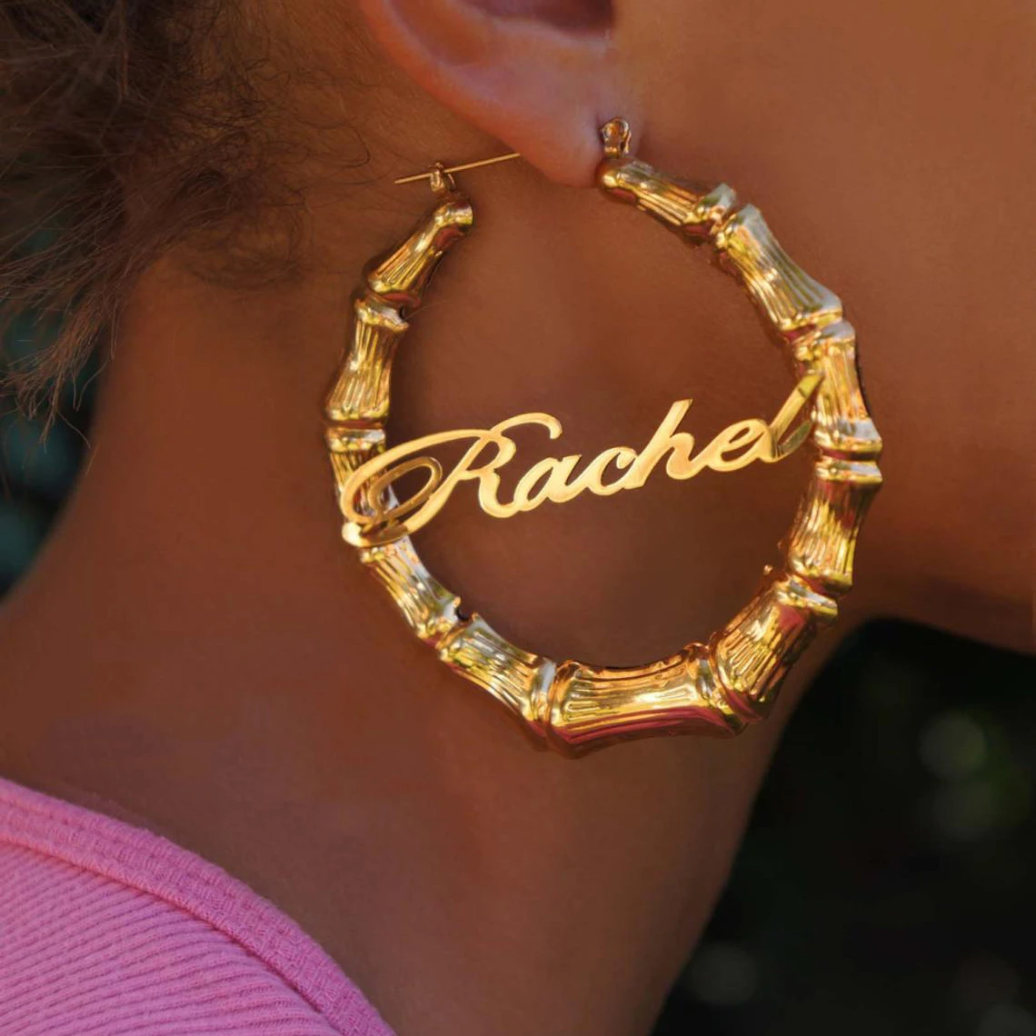 Personalized Custom Stainless Steel Name plate Earring Bamboo Hoop Earrings, Silver,gold,rose gold
Personalized Custom Stainless Steel Name plate Earring Bamboo Hoop Earrings, Silver,gold,rose gold