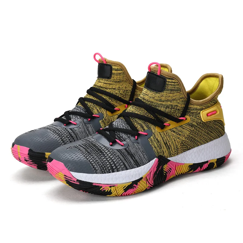Wholesale cheap fly knitted fabric upper breathable basketball shoes popcon sole for men
Wholesale cheap fly knitted fabric upper breathable basketball shoes popcon sole for men