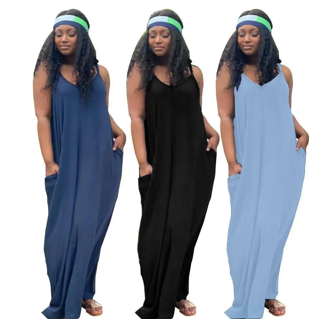 Summer 2021 Wholesale Women V Neck Spaghetti Strap Sleeveless Maxi Long Loose Casual Dress With Pocket Plus Size Dresses, 3 color as picture
Summer 2021 Wholesale Women V Neck Spaghetti Strap Sleeveless Maxi Long Loose Casual Dress With Pocket Plus Size Dresses, 3 color as picture