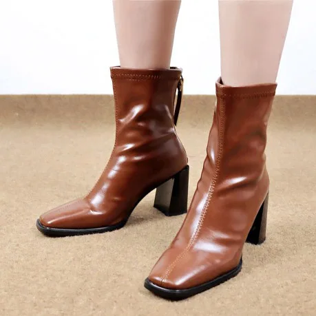 Solid Imitation Leather Upper Women Ankle Boots High Chunky Heel Back Zipper Women Shoes Square Toe Daily Women Short Booties, Black,beige,brown
Solid Imitation Leather Upper Women Ankle Boots High Chunky Heel Back Zipper Women Shoes Square Toe Daily Women Short Booties, Black,beige,brown