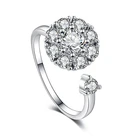 Factory Wholesale Custom Design Spin Diamond Ring Wedding Engagement Rotating Women Zircon 925 Silver Rings