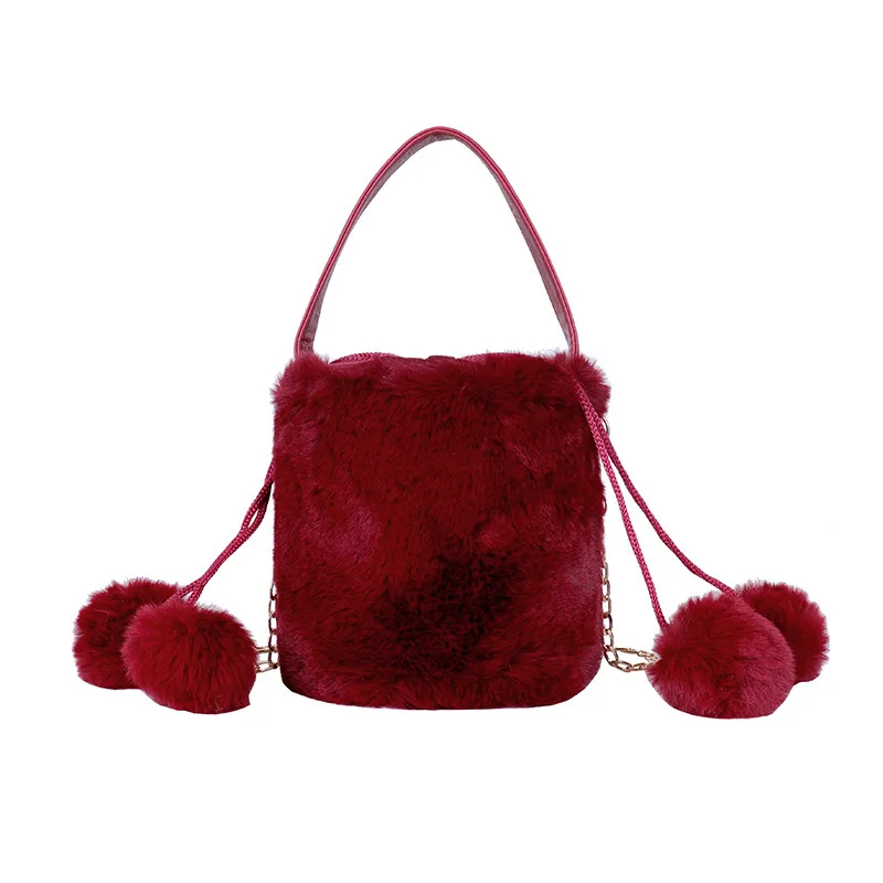Jtfur Soft plush solid color handbag faux fur red purse bucket with handal, Customized color
Jtfur Soft plush solid color handbag faux fur red purse bucket with handal, Customized color