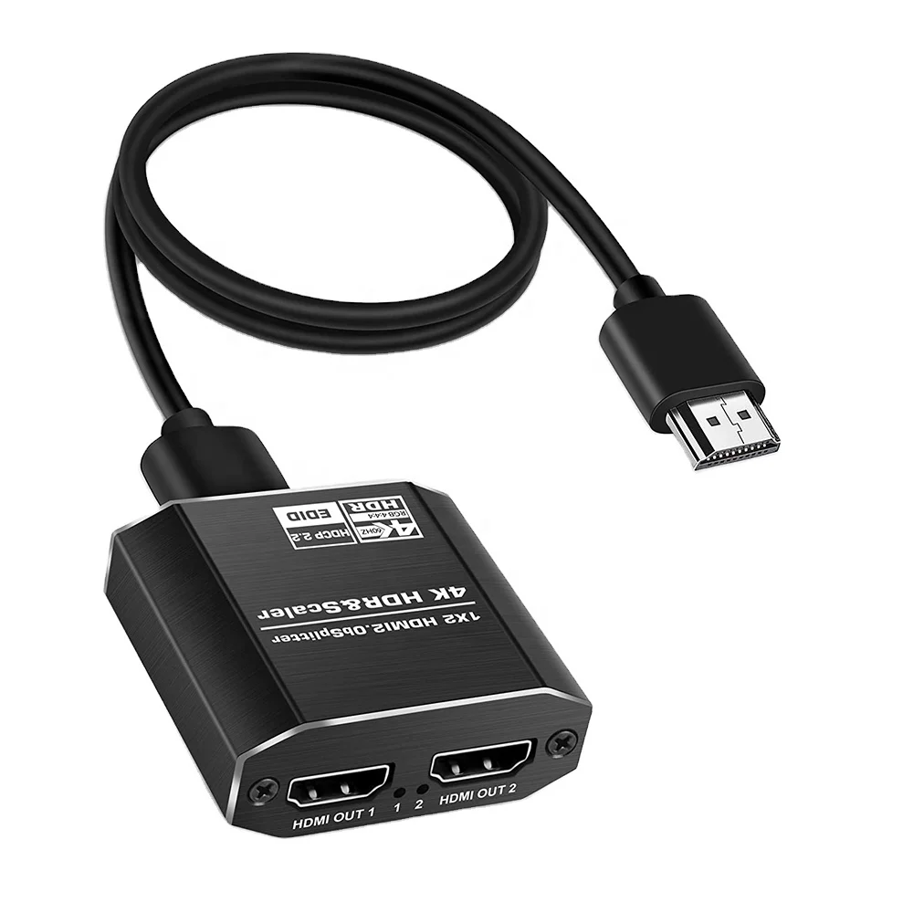 

OZF12-2 amazon best 1x2 hdmi spliter 4K@60Hz HDMI Splitter 1 in 2 Out with Scalar High Speed HDMI Cable Support HDCP2.2, Black