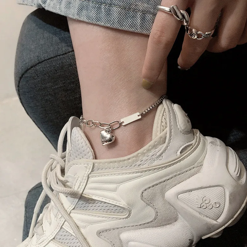 Hongtong Fashion Punk Style Love Heart Anklets Adjustable Anklet 925 Sterling Silver Link Chain, As picture
Hongtong Fashion Punk Style Love Heart Anklets Adjustable Anklet 925 Sterling Silver Link Chain, As picture