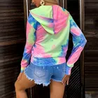 Tie Dye Zipped Drawstring Casual Hoodie Ladies Drop Shoulders Hoodies