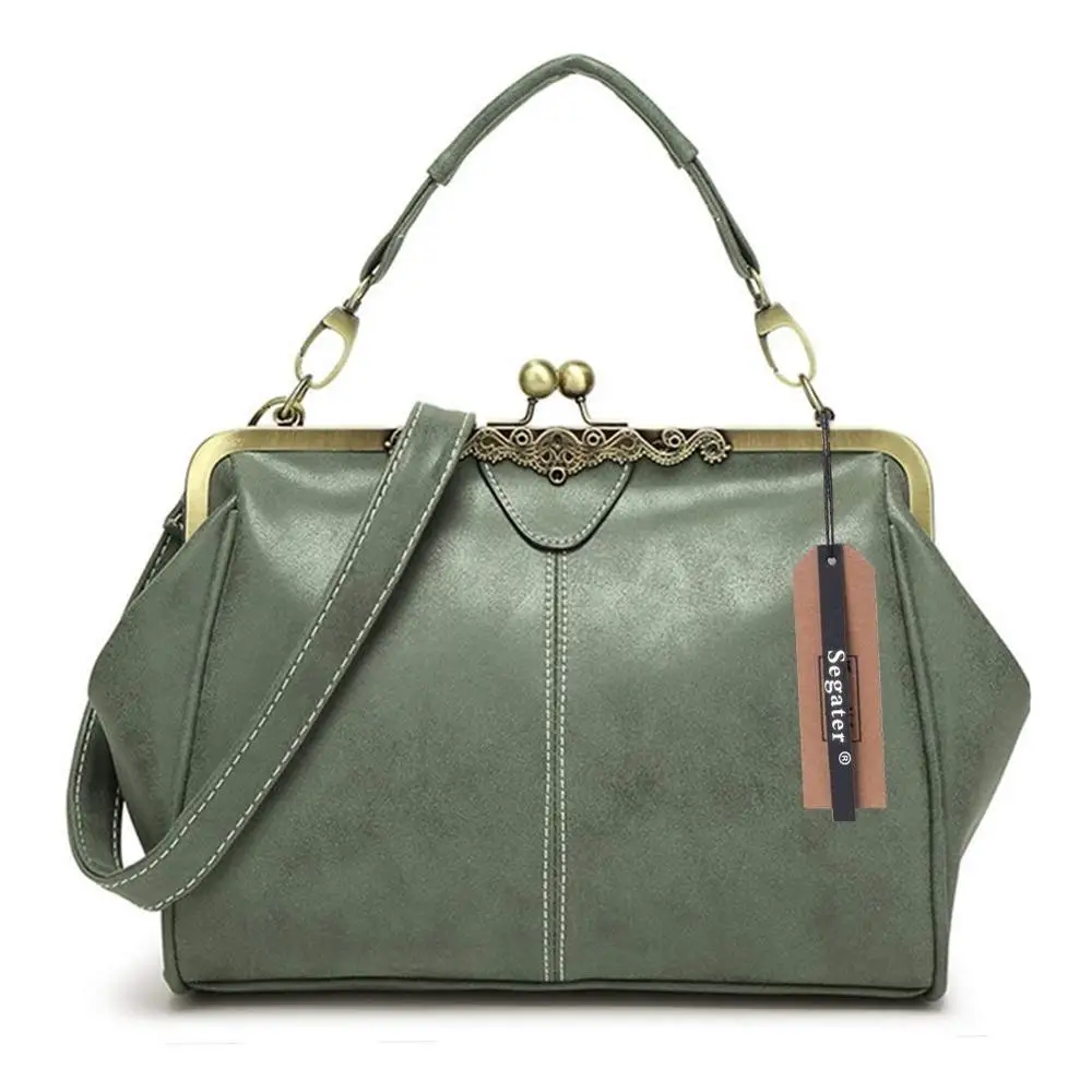 Women Vintage Retro Handbags Kiss Lock Crossbody Purse Frosted Leather Messenger Bag Tote, Pink,blue,green,grey
Women Vintage Retro Handbags Kiss Lock Crossbody Purse Frosted Leather Messenger Bag Tote, Pink,blue,green,grey