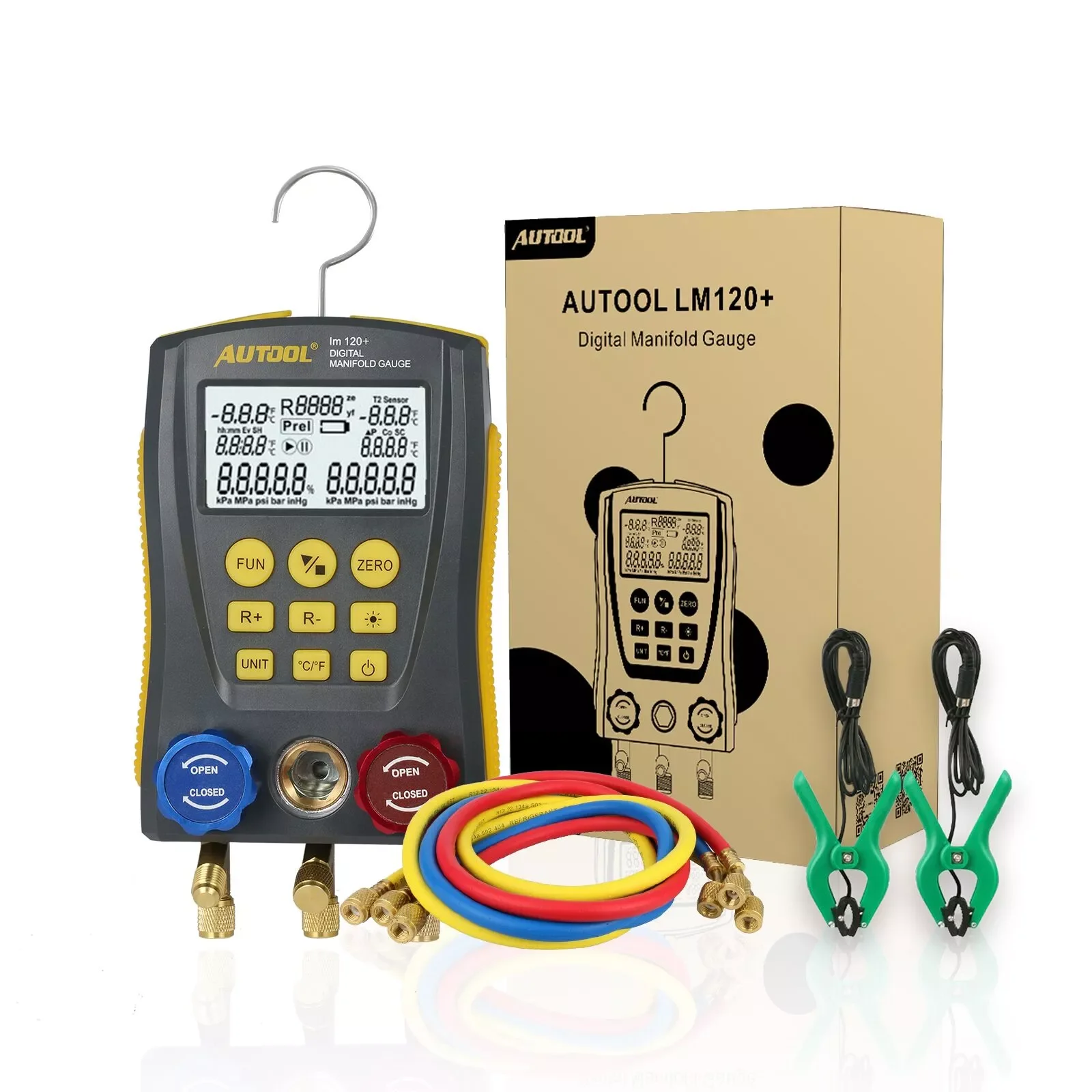 Factory AUTOOL LM120+ 90 kinds Refrigerant HVAC Ac Refrigerant Digital Manifold Pressure Gauge with Refrigerant Tube
Factory AUTOOL LM120+ 90 kinds Refrigerant HVAC Ac Refrigerant Digital Manifold Pressure Gauge with Refrigerant Tube