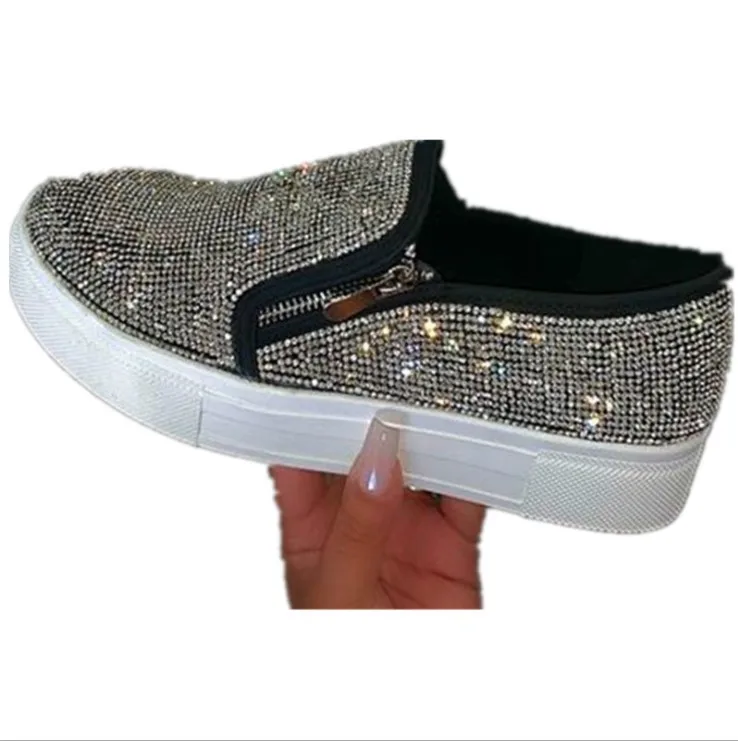 Women's Small Diamonds Round Toe glitter pu Loafers Women Side Zipper Sneakers Low Cut casual Platform Shoes
Women's Small Diamonds Round Toe glitter pu Loafers Women Side Zipper Sneakers Low Cut casual Platform Shoes