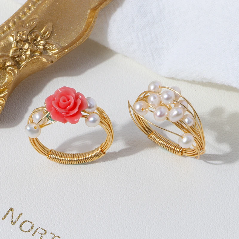 2021 hot sale simple design gold plated Wire Wrapped shell flower pearl ring for girls 
2021 hot sale simple design gold plated Wire Wrapped shell flower pearl ring for girls