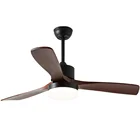 48 European Luxury Style Decorative Black Electric Wood Blade Ceiling Air Fan With LED Light Remote Control