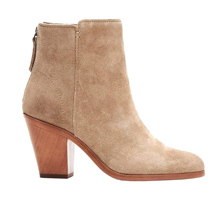 Leather Middle Heavy Heel Zipper on Ankle Boot Customs Genuine Cow Suede for Women
Leather Middle Heavy Heel Zipper on Ankle Boot Customs Genuine Cow Suede for Women