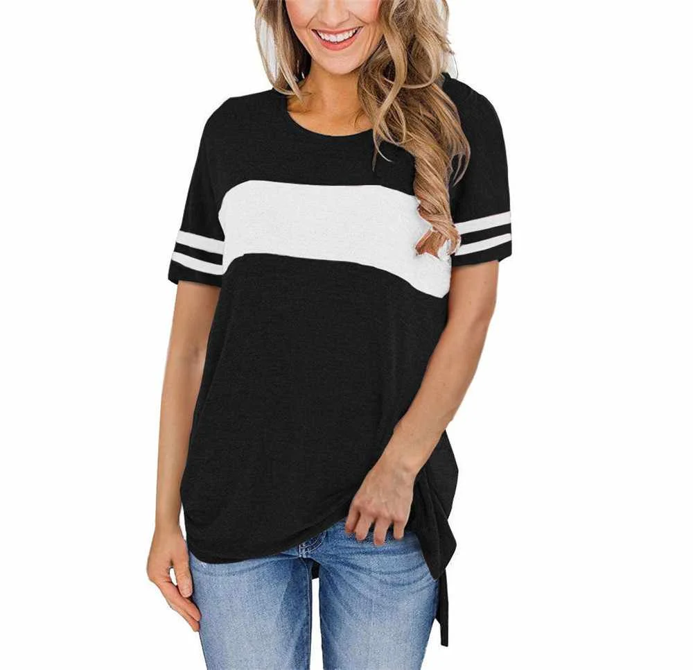 Spring And Summer New Women's Clothing Solid Color Round Neck Short Sleeve Stitching Split T-shirt Top, Picture color
Spring And Summer New Women's Clothing Solid Color Round Neck Short Sleeve Stitching Split T-shirt Top, Picture color
