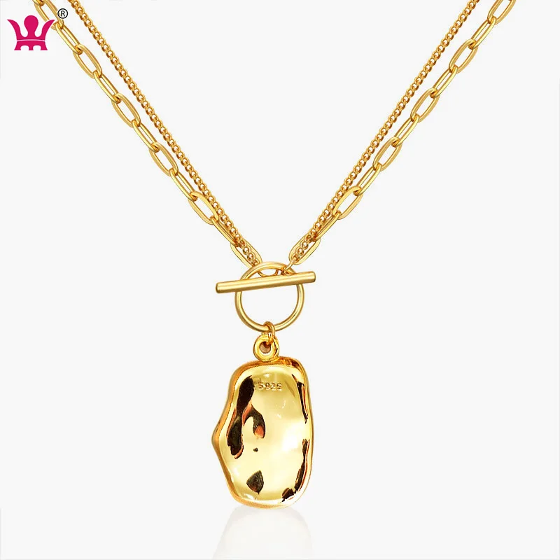 Women Multilayer Irregular Pendant Double Chain Statement Necklace 925 Sterling Silver Necklaces, 18k gold plated
Women Multilayer Irregular Pendant Double Chain Statement Necklace 925 Sterling Silver Necklaces, 18k gold plated
