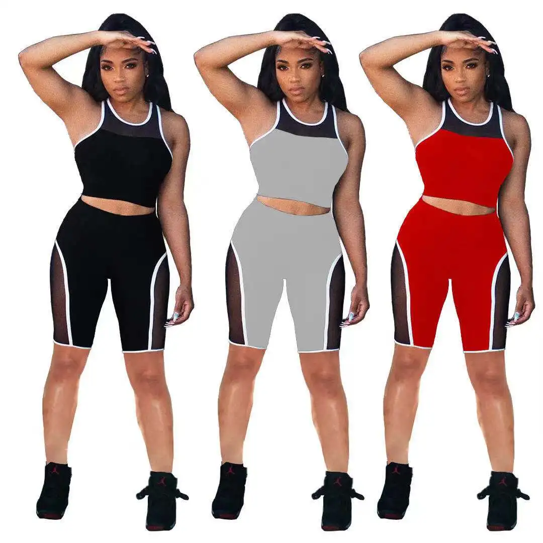 2021 New Arrivals Fashion Women Casual Sleeveless Vest Crop Short Pants 2 Pieces Set See-through Mesh Patchwork Tracksuit, Picture show
2021 New Arrivals Fashion Women Casual Sleeveless Vest Crop Short Pants 2 Pieces Set See-through Mesh Patchwork Tracksuit, Picture show