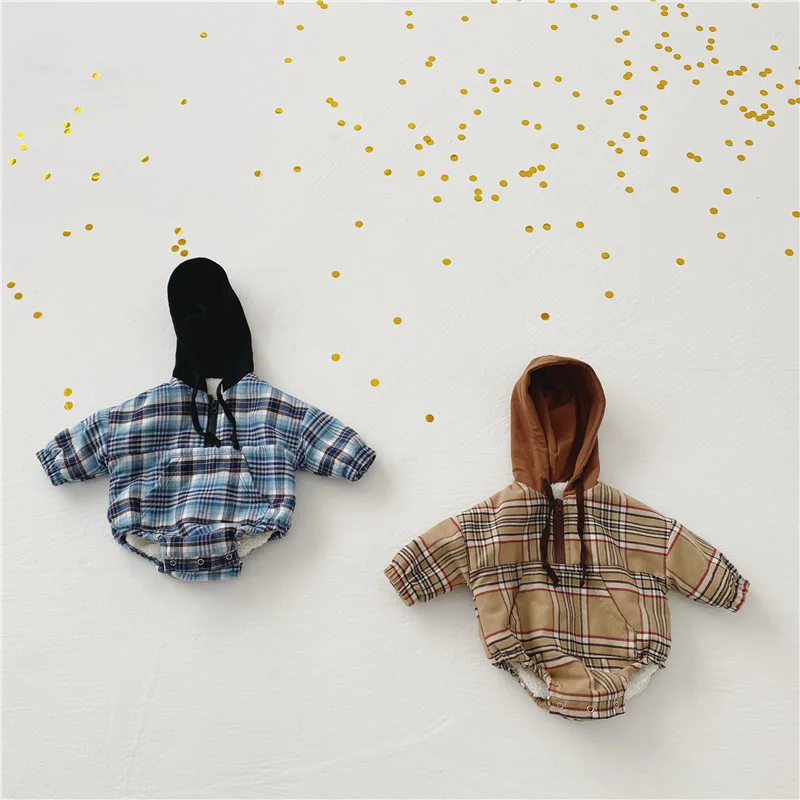 Winter Korean infant retro plaid double layer plush thick hoodie jumpsuit baby bag romper
Winter Korean infant retro plaid double layer plush thick hoodie jumpsuit baby bag romper