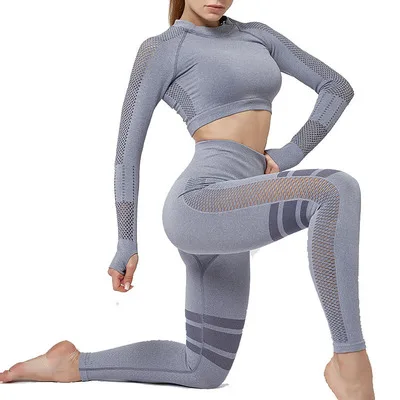 Women's SportsWear Sexy Fitness Clothing Suits Top With Thumb Hole Mesh High Waisted Workout Yoga Wear Sets
Women's SportsWear Sexy Fitness Clothing Suits Top With Thumb Hole Mesh High Waisted Workout Yoga Wear Sets