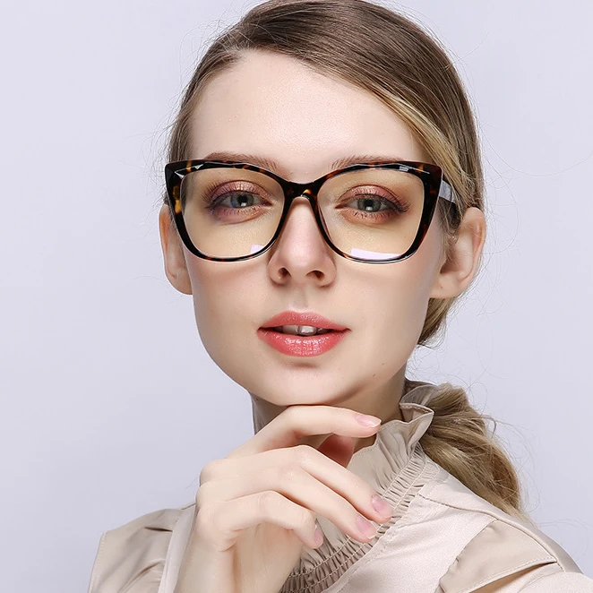 Translucent Cat Eye TR90 Diamond Frame Square Blue Light Blocking Glasses