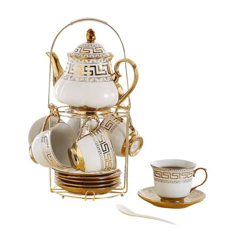 Hot sale Arabic gold rim tea set coffee pot golden cup gift package for banquet, Customized color
Hot sale Arabic gold rim tea set coffee pot golden cup gift package for banquet, Customized color