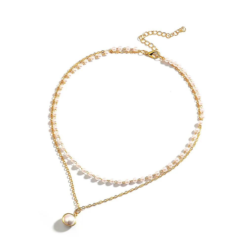 Simple layered pearl necklace Korean edition temperament short choker necklace, Gold,silver
Simple layered pearl necklace Korean edition temperament short choker necklace, Gold,silver
