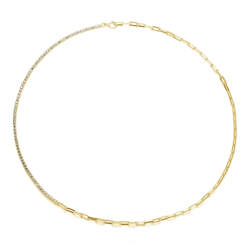 Wholesale 18K Gold Plated Brass New Fashion Link Chain Necklace For Women Custom Tennis Choker Necklace
Wholesale 18K Gold Plated Brass New Fashion Link Chain Necklace For Women Custom Tennis Choker Necklace