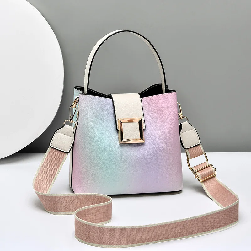 2021 New gradient snap bucket shoulder bag wholesale girls shopping date and shopping handbags, 4 colors
2021 New gradient snap bucket shoulder bag wholesale girls shopping date and shopping handbags, 4 colors